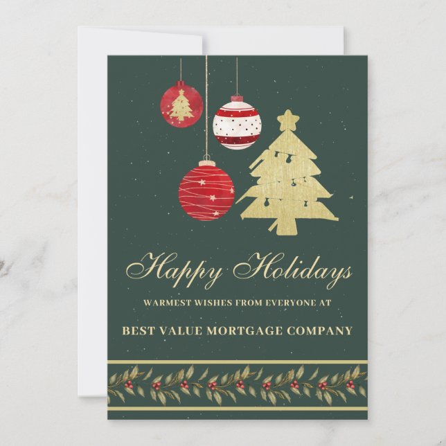 Modern Festive Business Logo QR Holiday Card (Front)