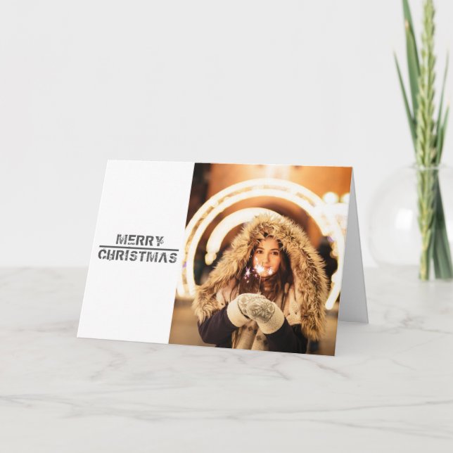 Modern Festive Christmas Holiday Photo Card (Front)