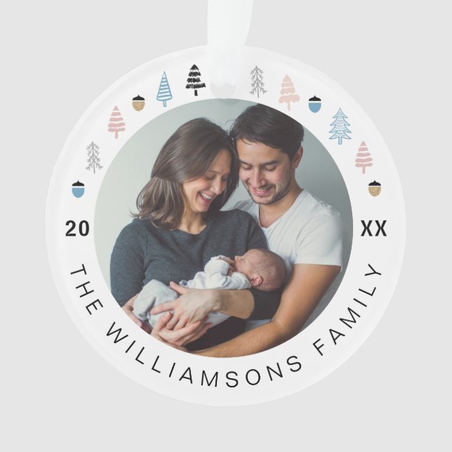 Modern Festive Christmas Tree Multiple Photos Ornament (Front)