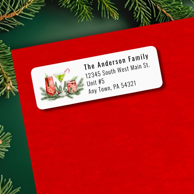Modern Festive Cocktails Holiday Return Address (Creator Uploaded)