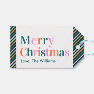Modern Festive Colourful Typography Christmas Gift Tags