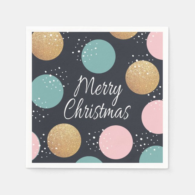 Modern Festive Dots Snowy Christmas Napkin (Front)