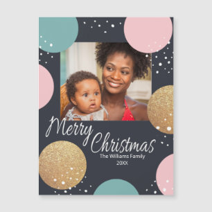 Modern Festive Dots Snowy Photo Christmas