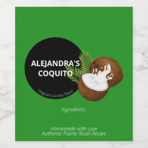 Modern Festive Green Coconut Splash Coquito Bottle Wine Label