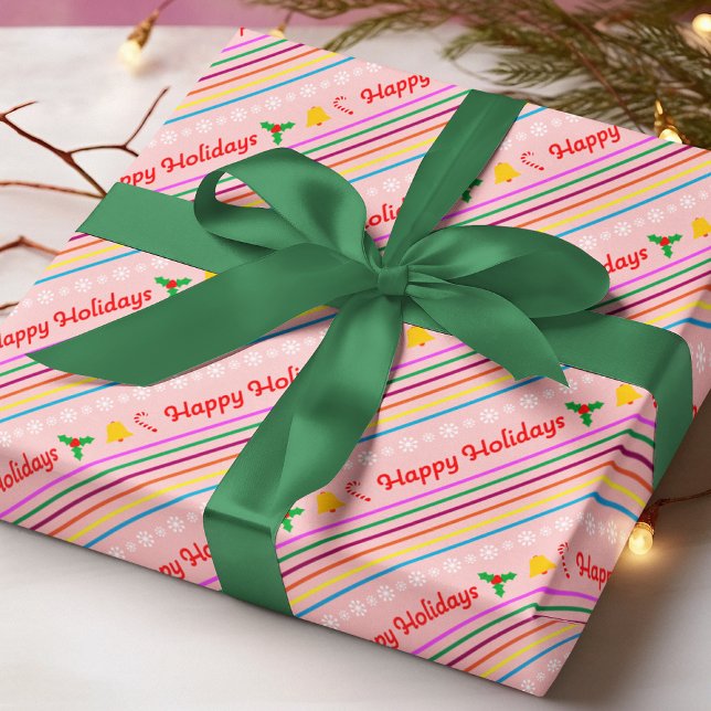 Modern Festive Happy Holidays Christmas Wrapping Paper (Creator Uploaded)