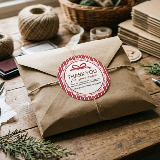 Modern Festive Holiday Thank You For Your Order Classic Round Sticker