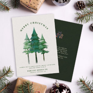 Modern Festive Merry Christmas Tree Business Logo Holiday Card