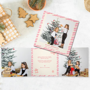 Modern Festive Photo Christmas   Tri-Fold Holiday Card