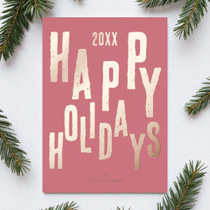 Modern Festive Pink Happy Holidays Christmas