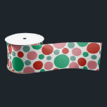 Modern Festive Polka Dot Red Pink Green Pattern Satin Ribbon<br><div class="desc">Simple modern merry and bright pattern with circles in pink,  red,  and green colours.</div>