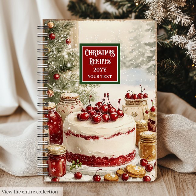Modern Festive Recipe Notebook With Custom Text (Modern Festive Recipe Notebook With Custom Text)
