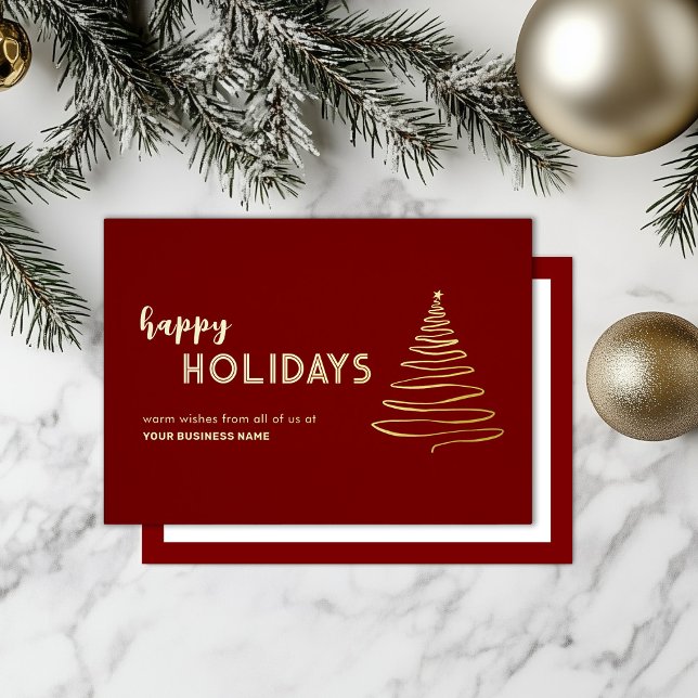 Modern Festive Red Business Foil Holiday Card (Creator Uploaded)
