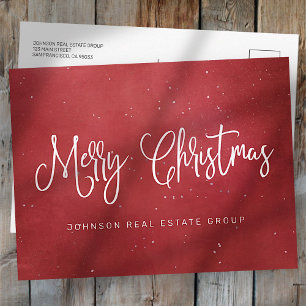 Modern Festive Red Christmas Business Holiday Postcard