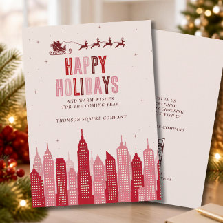 Modern Festive Skyline Corporate For Real Estate Holiday Card