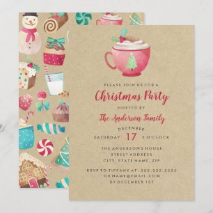 Modern Festive Watercolor Mug Christmas Party Invitation