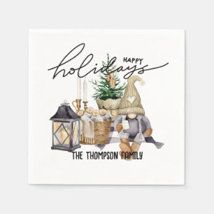 Modern festive watercolor Santa Claus White Napkin