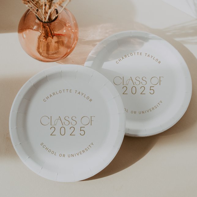 Modern Fete Gold Class of 2025 Graduation Paper Plate (Modern Fete Gold Class of 2025 Graduation Paper Plates)