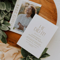 Modern Fete Gold He Did It Photo Graduation Party