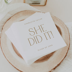 Modern Fete Gold She Did It Graduation Napkin