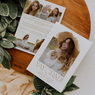 Modern Fete Gold Yay Grad Photo Arch Graduation Announcement