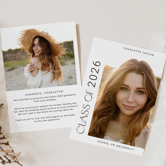 Modern Fete Minimal Class of 2025 Photo Graduation Announcement (Modern Fete Minimal Class of 2026 Photo Graduation Announcement)