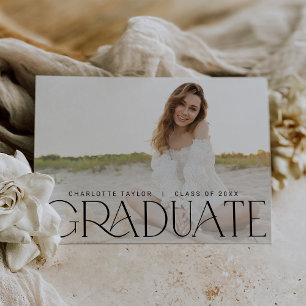 Modern Fete   Minimal Horizontal Photo Graduation Announcement