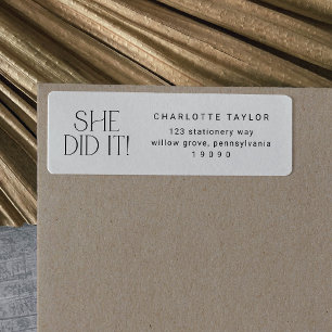 Modern Fete   Minimal She Did It Graduation Return