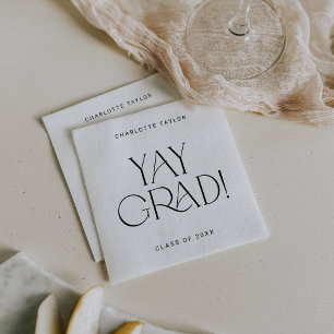 Modern Fete Minimal Yay Grad Graduation Napkin