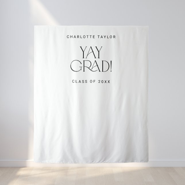 Modern Fete Yay Grad Graduation Photo Backdrop Tapestry (Creator Uploaded)