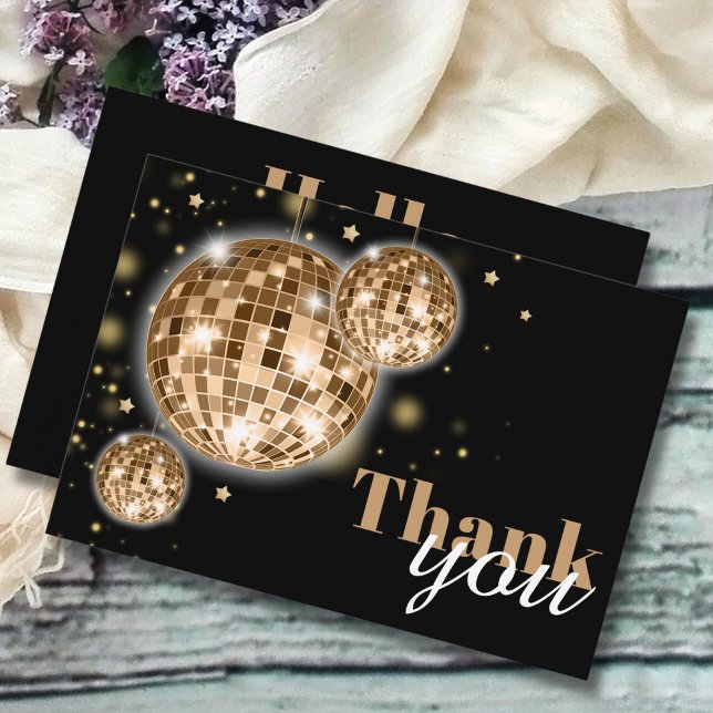 Modern Fiftieth Birthday Black Gold Thank You Card (Creator Uploaded)