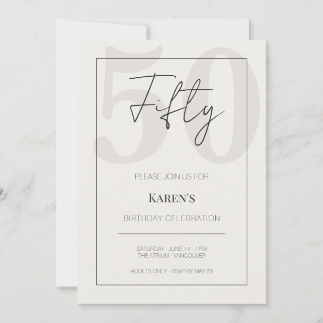 Modern Fifty 50th Birthday Celebration  Invitation (Front)