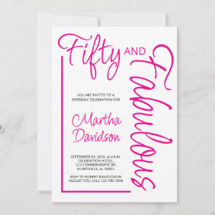 Modern Fifty and Fabulous 50th Birthday Party Invitation