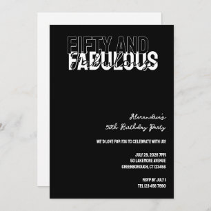 Modern Fifty and Fabulous 50th Birthday Party Invitation