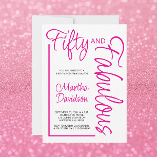 Modern Fifty and Fabulous 50th Birthday Party Invitation