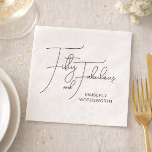 Modern Fifty and Fabulous 50th Birthday Party Napkin