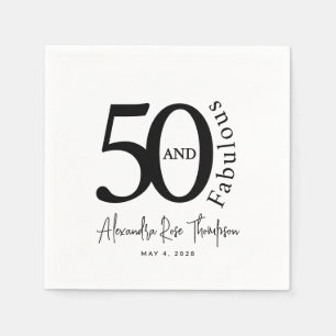 Modern Fifty and Fabulous 50th Birthday Party Napkin