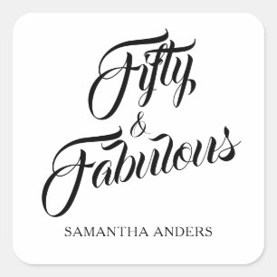 Modern Fifty and Fabulous 50th Birthday Party Square Sticker