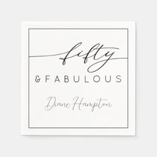 Modern Fifty and Fabulous Bold 50th Birthday Napkin