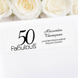 Modern Fifty and Fabulous Bold 50th Birthday Party<br><div class="desc">Modern Minimal Fifty and Fabulous black 50th birthday return address label that you can personalize and send out for your fiftieth birthday party celebration. The words "Fifty and Fabulous" are set using trending bold font typography. . Text colors can be changed using the edit menu.</div>