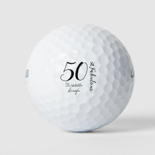 Modern Fifty and Fabulous Bold 50th Birthday Party Golf Balls