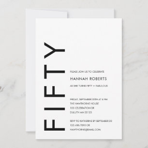 Modern Fifty and Fabulous Bold 50th Birthday Party Invitation