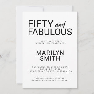 Modern Fifty and Fabulous Bold 50th Birthday Party Invitation