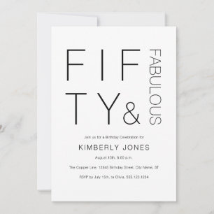 Modern Fifty And Fabulous Bold 50th Birthday Party Invitation