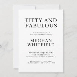 Modern Fifty and Fabulous Bold 50th Birthday Party Invitation
