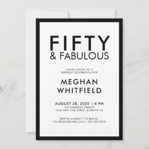 Modern Fifty and Fabulous Bold 50th Birthday Party Invitation