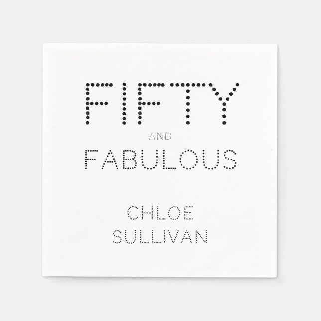 Modern Fifty and Fabulous Bold 50th Birthday Party Napkin (Front)