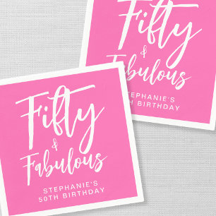 Modern Fifty and Fabulous Bold 50th Birthday Party Napkin