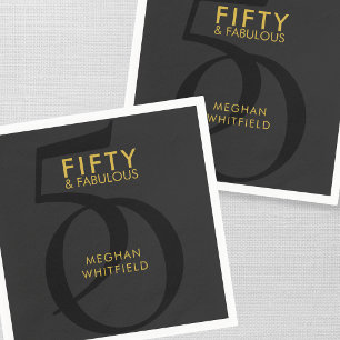 Modern Fifty and Fabulous Bold 50th Birthday Party Napkin