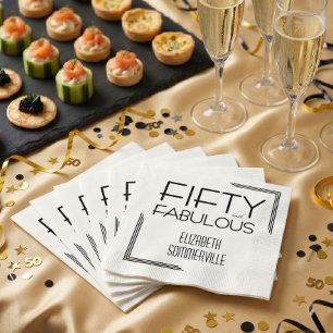 Modern Fifty and Fabulous Bold 50th Birthday Party Napkin