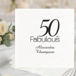 Modern Fifty and Fabulous Bold 50th Birthday Party Napkin<br><div class="desc">Modern Minimal Fifty and Fabulous black 50th birthday napkin that you can personalize for your fiftieth birthday party celebration. The words "Fifty and Fabulous" are set using trending bold font typography. . Text colors can be changed using the edit menu.</div>
